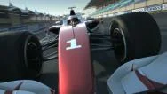 F1 Racecar Speeding Along Home Stretch Stock Footage
