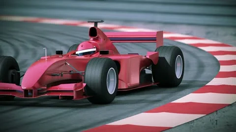 F1 red bolide in slow motion. Beautiful 3d animation. Loopable. HD 1080. Видео 12439541