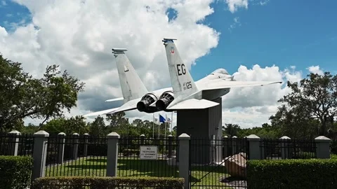 F15 Aircraft Memorial Right View 3 Stock Footage 196948643