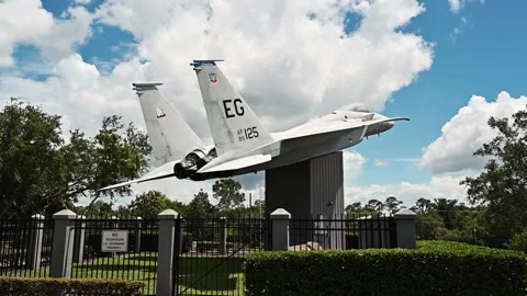 F15 Aircraft Memorial Right View 2 Stock Footage 196948874