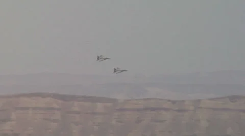 F15 Falcon flying in the distant desert Stock-Footage 37038650