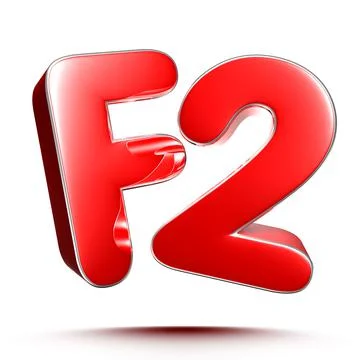 F2 red 3D illustration on white background with clipping path. 库存插图