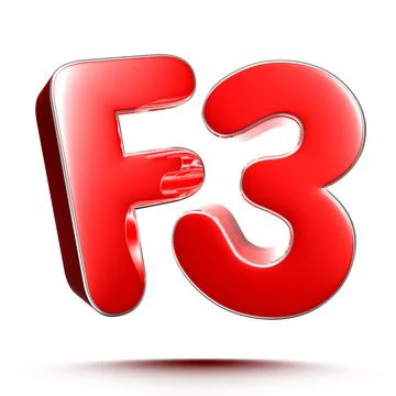 F3 red 3D illustration on white background with clipping path. 库存插图