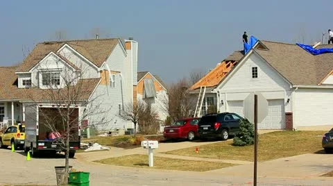 F3 tornado ripped through rural community subdivision Video stock 10832464