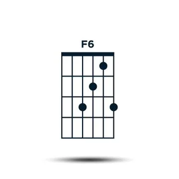 F6, Basic Guitar Chord Chart Icon Vector Template イラスト素材