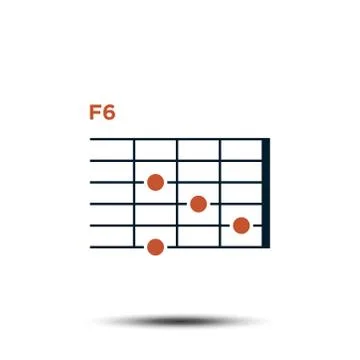 F6, Basic Guitar Chord Chart Icon Vector Template Stock Illustration