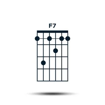 F7, Basic Guitar Chord Chart Icon Vector Template Stock Illustration
