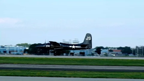 F7F 374 BLOWS TIRE Stock Footage 93432142