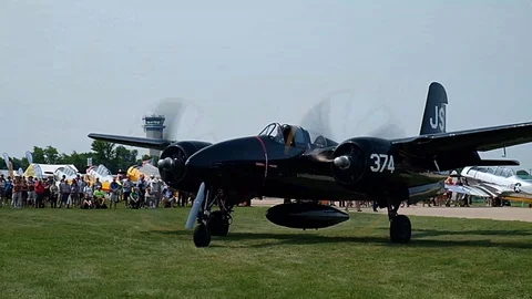 F7F 374 MOVES TO STAGING AREA Stock Footage 93432132