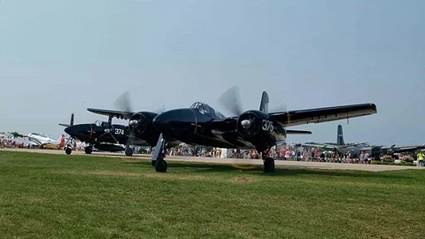 F7F 375 WARMING ENGINES Stock Footage 93432129