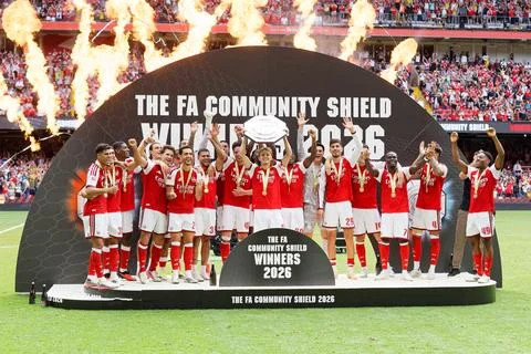 FA Community Shield - Arsenal vs Manchester City, Cardiff, United Kingdom - 16 A Stock Photos