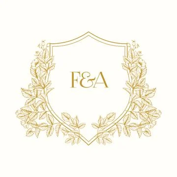 FA Initial Wedding Monogram Logo Crest Stock Illustration
