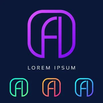 FA Letter logo Design of Square Shape. Minimal Icon Monogram Stock Illustration