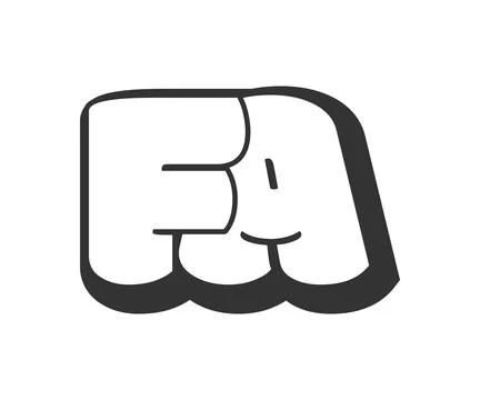 FA logo, bubble comic lettering, rounded in graffiti style black and white .. イラスト素材