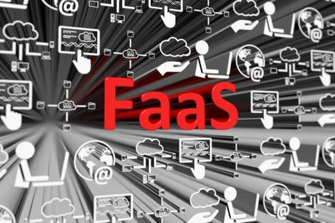 FaaS concept blurred background 3d render illustration Stock Illustration