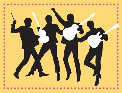 Fab Four Beatles Silhouette Vector Illustration Stock Illustration