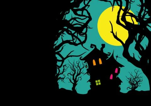 Fable house in the forest background with a copy space Stock Illustration