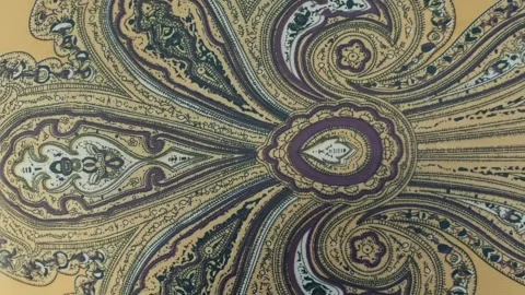 Fabric with beautiful asian patterns flutters in the wind Stock Footage 303170396