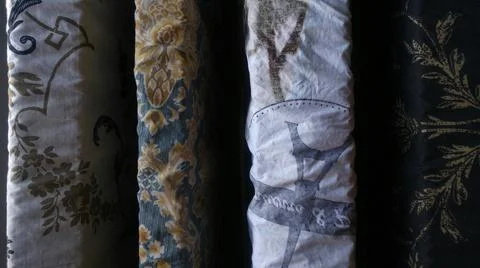 Fabric bedsheet texture with different prints and patterns Stock Photos