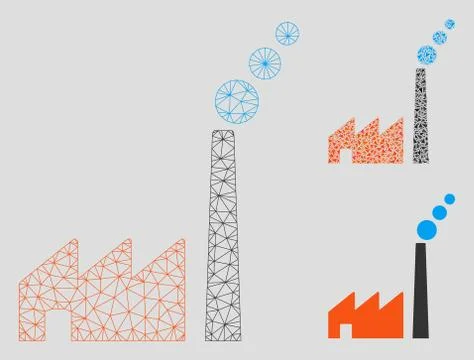 Fabric Building Vector Mesh 2D Model and Triangle Mosaic Icon Ilustración de archivo