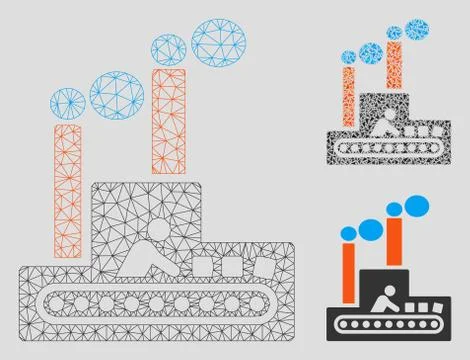 Fabric Building Vector Mesh 2D Model and Triangle Mosaic Icon Ilustración de archivo