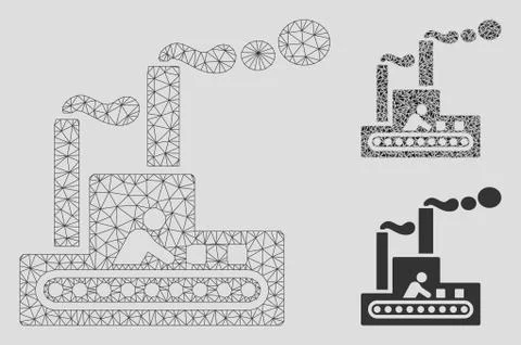 Fabric Building Vector Mesh Wire Frame Model and Triangle Mosaic Icon Ilustración de archivo