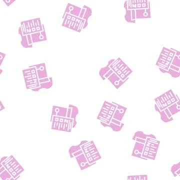 Fabric check sewing glyph vector seamless pattern Stock Illustration