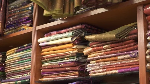 Fabric close up in a fabric store. Stock Footage 122557607