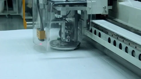 Fabric design and cutting machine Stock Footage 94174141