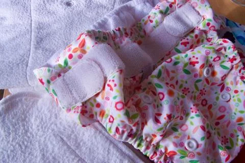 Fabric diapers with removable inserts for eco-care of babies and zero waste Stock Photos