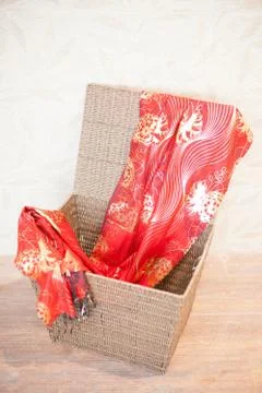 Fabric edge on basket. Stock Photos