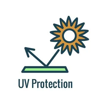 Fabric Features Icon Set Showing UV UltraViolet Protection Fabric Concept Ilustração Stock
