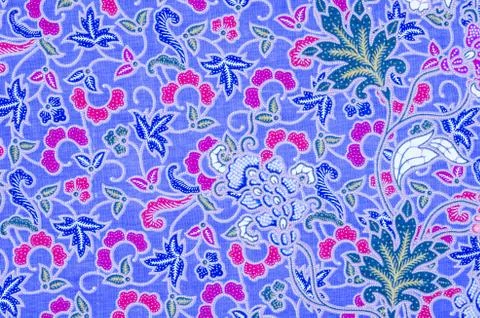 Fabric with floral batik pattern 스톡 사진