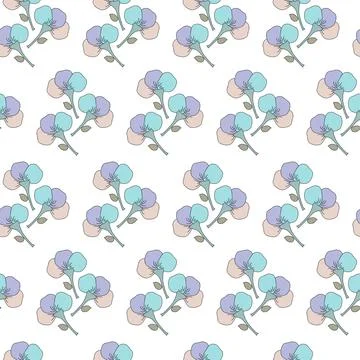 Fabric with flowers from multi-colored petals on a white background. Background Stock Illustration