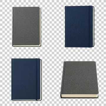 Fabric hardcover notebook set isolated on transparent background for statio.. Stock Illustration