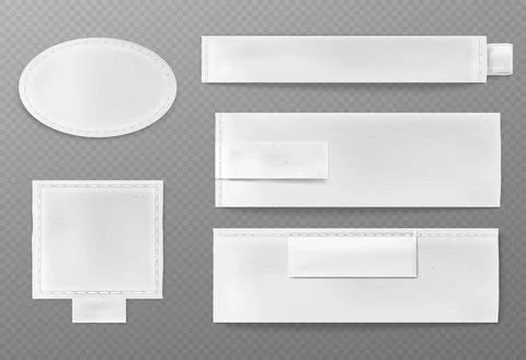 Fabric label mockup set with white textile tags Stock Illustration