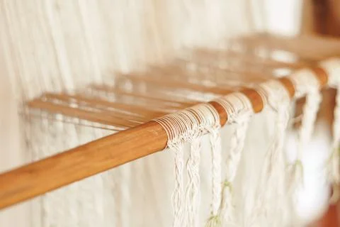 The fabric on the loom Stock Photos