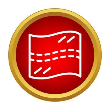 Fabric material icon with dashed seam line 스톡 일러스트