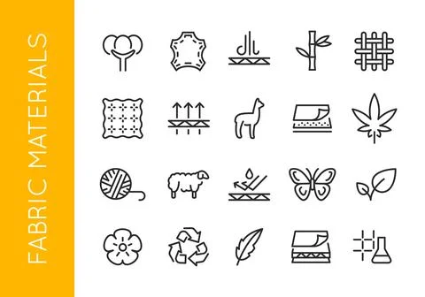 Fabric Materials Icon Set Illustrazione stock