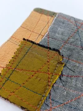 Fabric patchwork coaster close-up texture Stock Photos
