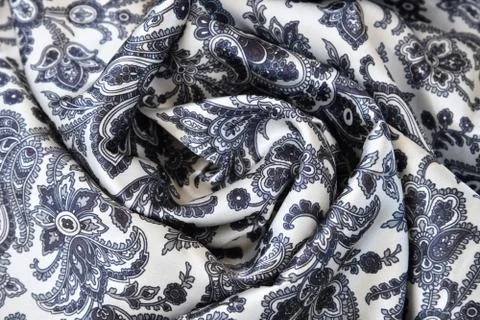 Fabric with pattern in blue and gray colors spiraled Stock Photos