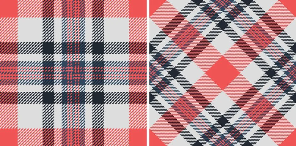 Fabric pattern check of seamless tartan texture with a background plaid tex.. Stock Illustration