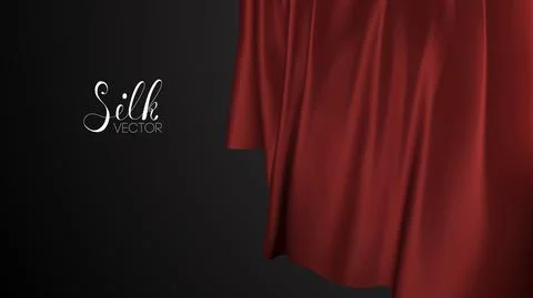 Fabric pattern design. Red silk on black background. Luxury background template Stock Illustration