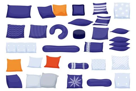 Fabric pillow big set with different shape and siz Stock Illustration