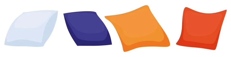Fabric pillow set with different shape and size Stock Illustration