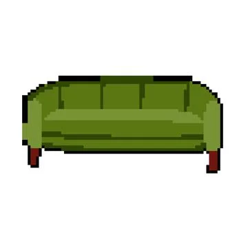 Fabric reception sofa pixel art vector illustration Illustrazione stock