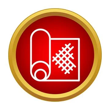 Fabric roll simple icon red and gold button Stock Illustration