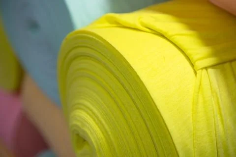 Fabric rolls Closeup focus pattern texture background Stock Photos