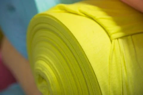 Fabric rolls Closeup focus pattern texture background Stock Photos