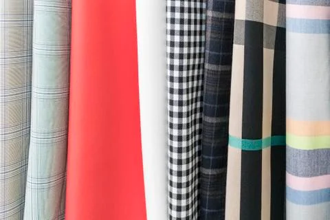 Fabric samples located in waves Stock Photos